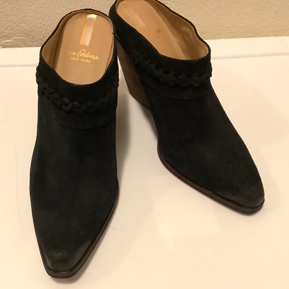 Alison Western Mule Black Suede Leather  Heeled Mule 7 Boho Business Casual - Picture 2 of 10